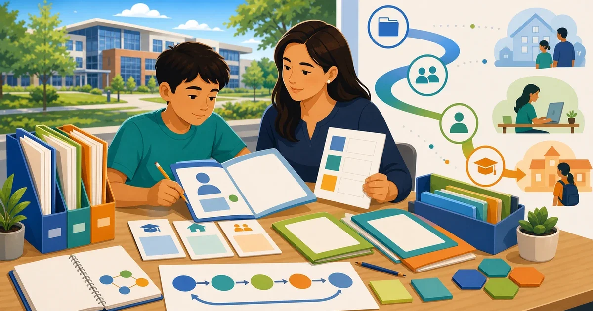 Flat illustration of a student studying math and science materials on a tablet, representing STEM magnet school test preparation in the Atlanta metro area PUBLISHER NOTE: Update the post date below to your actual publish date before going live.
